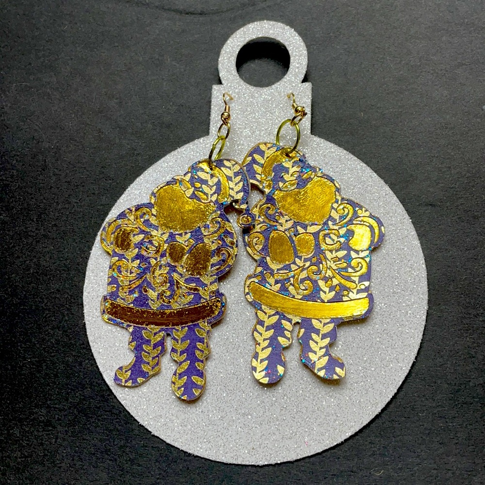 Santa Earring Artist made Paper Earring NWT Holiday